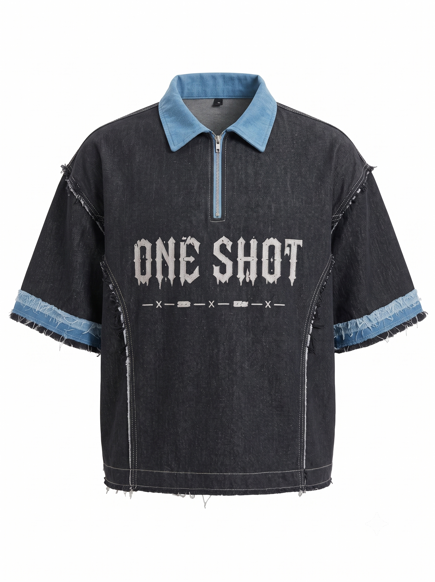 One Shot Denim Quater-Zip Polo